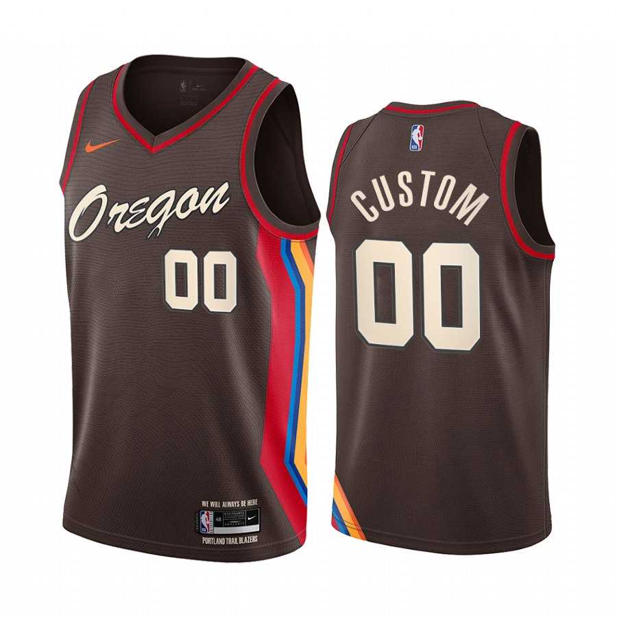 Men & Youth Customized Portland Trail Blazers Swingman Chocolate Nike 2020-21 City Edition Jersey